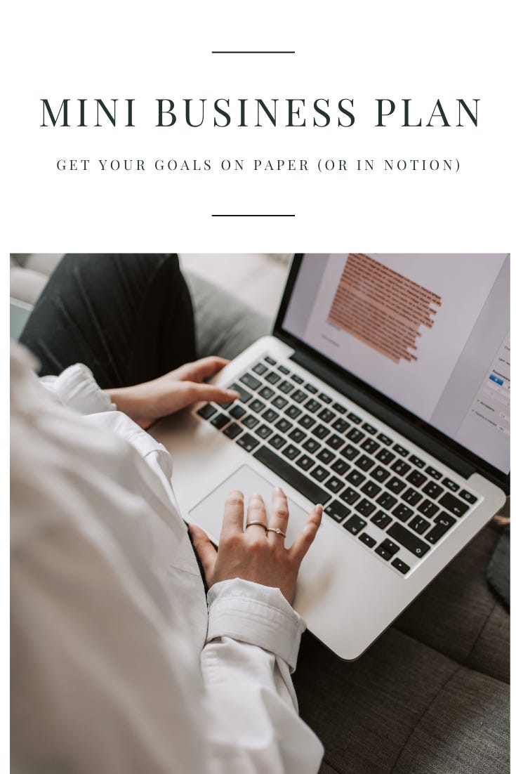 Create a mini business plan